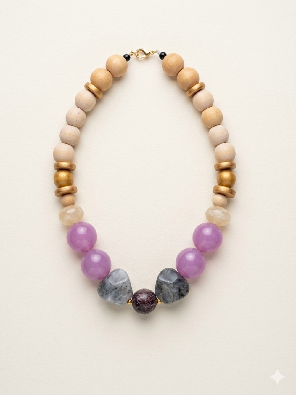 Handcrafted Lavender Bead Statement Necklace - Unbranded
